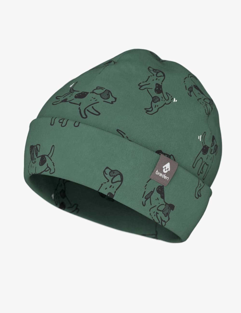 Kids Hat-Beanie For Autumn And Spring KLAUS - Green Dogs