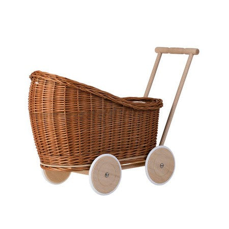 Natural Wicker Doll Pram Luna – Beige Bedding